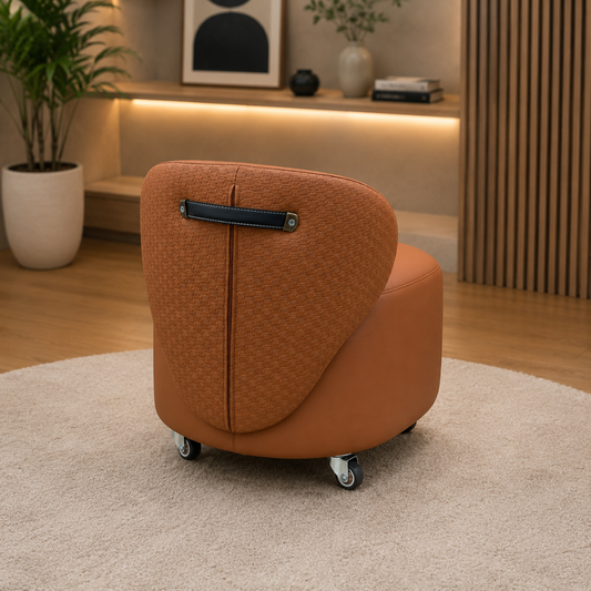 Compact Rolling Low Stool with Back Support