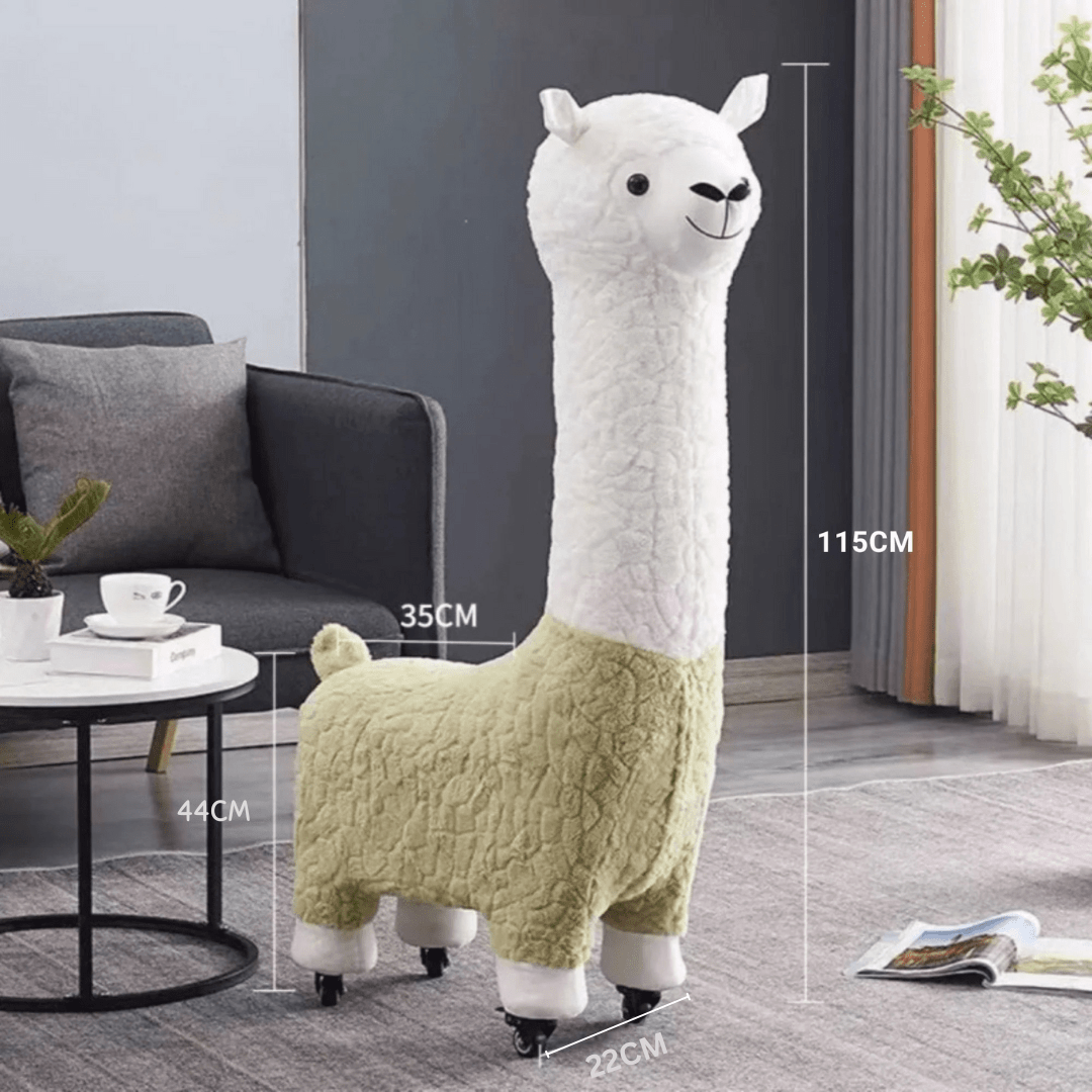 Multi-Purpose Alpaca Fleece Fabric Footstool with Wheels(115cm)