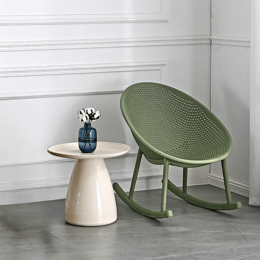 Modern Ergonomic Plastic Rocking Chair with Smooth One Piece Design