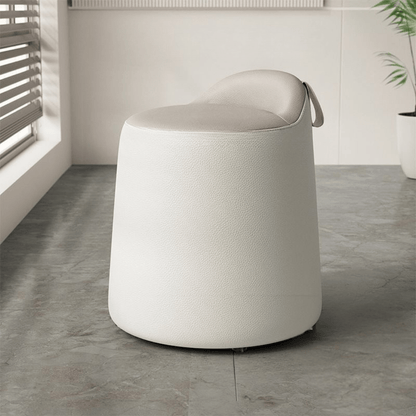Multipurpose Leather Ottoman Round Accent Stool