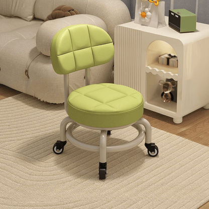 360° Smooth Rotation Rolling Stool with Backrest