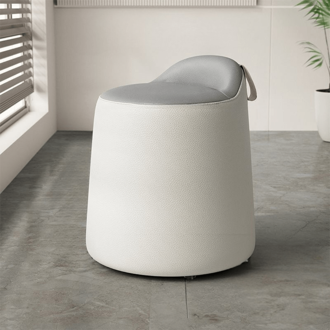 Multipurpose Leather Ottoman Round Accent Stool