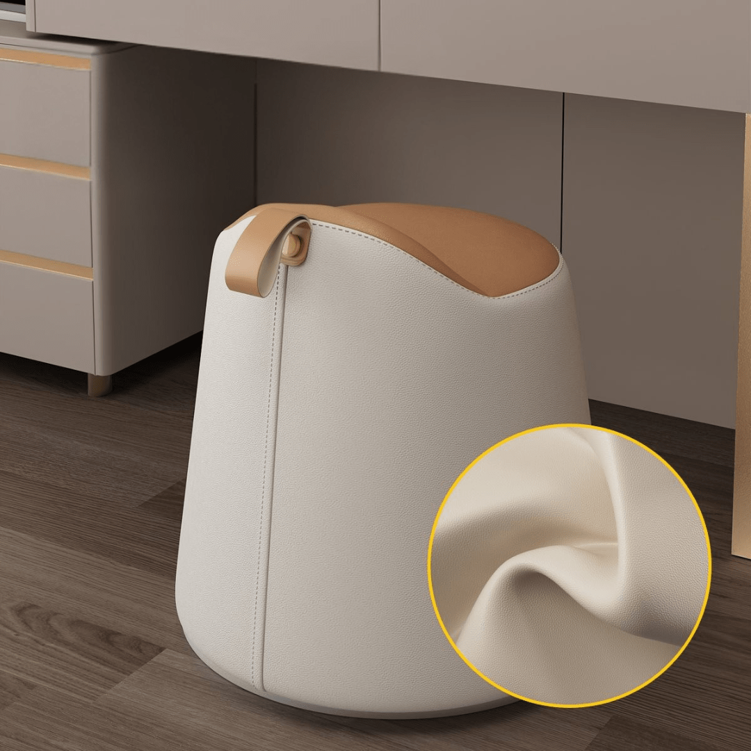 Multipurpose Leather Ottoman Round Accent Stool