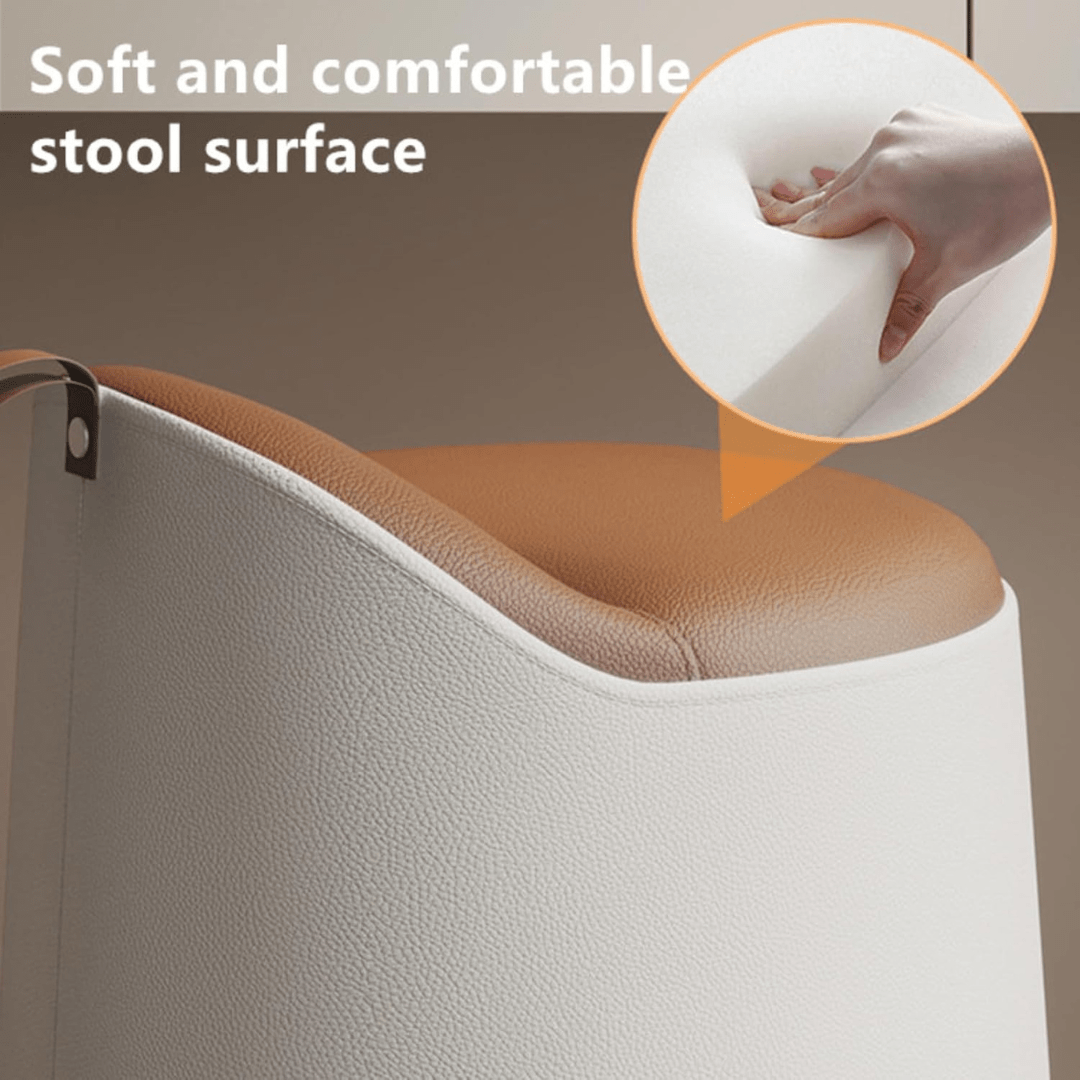 Multipurpose Leather Ottoman Round Accent Stool