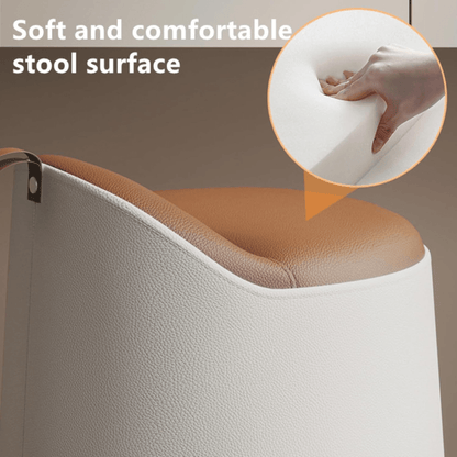 Multipurpose Leather Ottoman Round Accent Stool