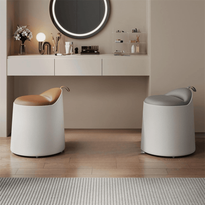 Multipurpose Leather Ottoman Round Accent Stool