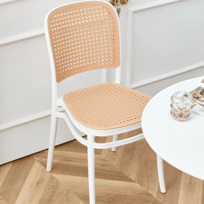 Modern Nordic-Style Rattan-Inspired Stackable Plastic Chair