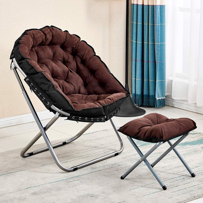 Oversized Foldable Saucer Chair with Footrest