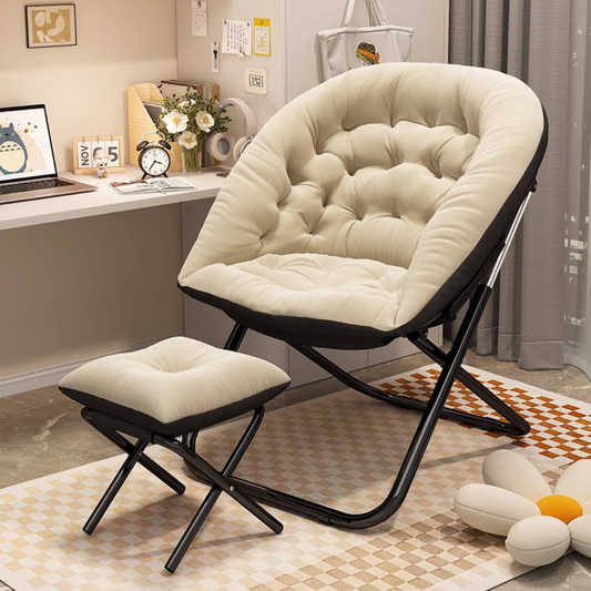 Oversized Foldable Saucer Chair with Footrest