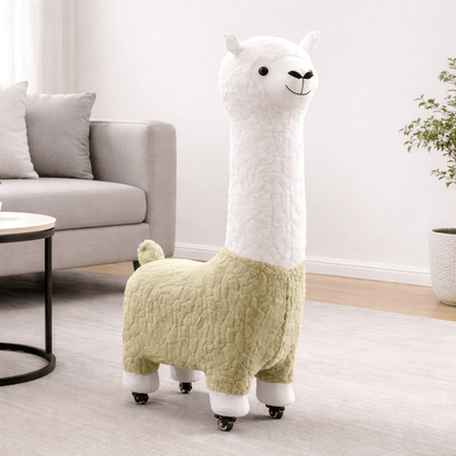 Multi-Purpose Alpaca Fleece Fabric Footstool with Wheels(115cm)