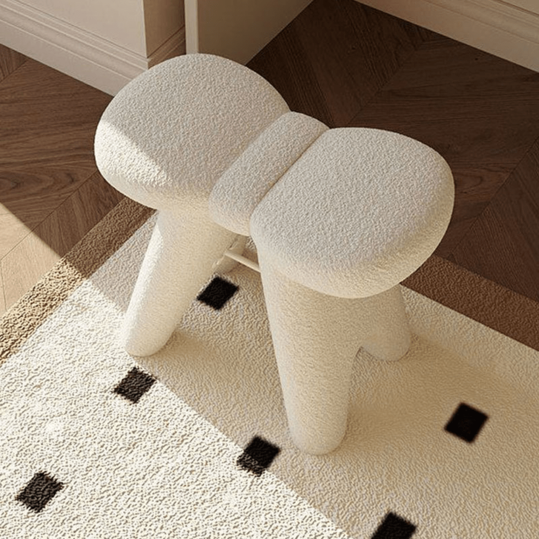 Soft Teddy Velvet Fabric Bow Makeup Stool