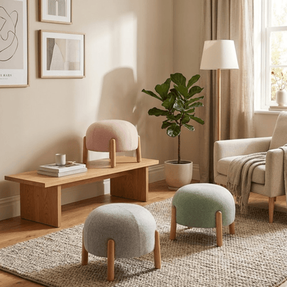Multipurpose Ladybug Shaped Foot Stool With Wooden Leg