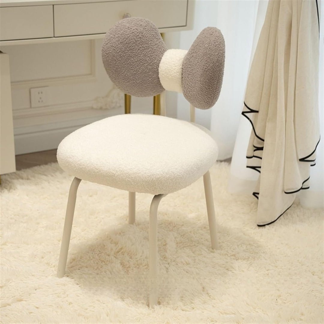 Modern 360° Rotatable Vanity Chair with Bowknot Back