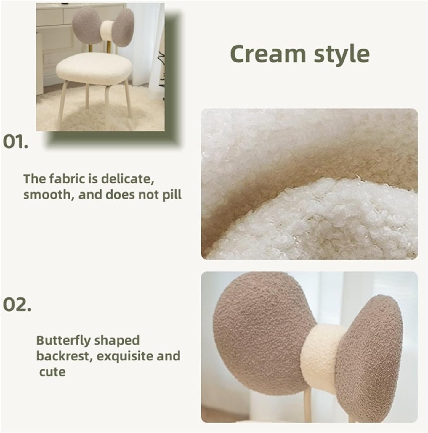 Modern 360° Rotatable Vanity Chair with Bowknot Back