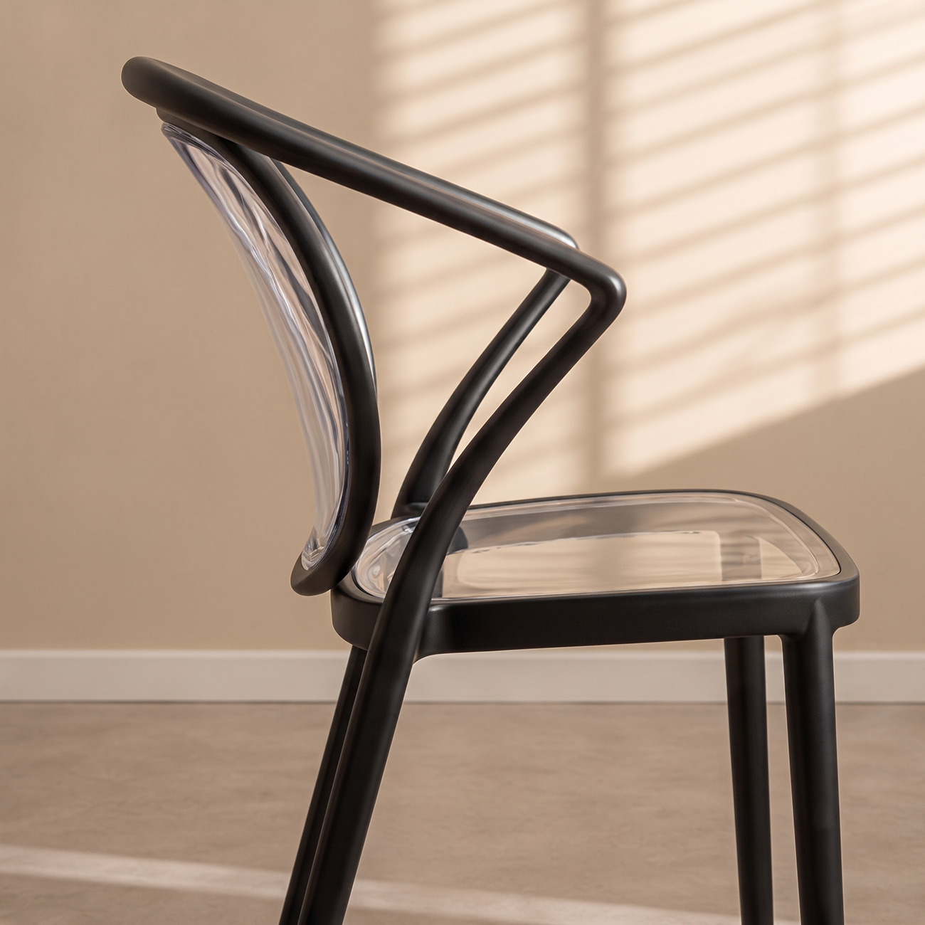 Stylish Multipurpose Chair with Clear Transparent Backrest