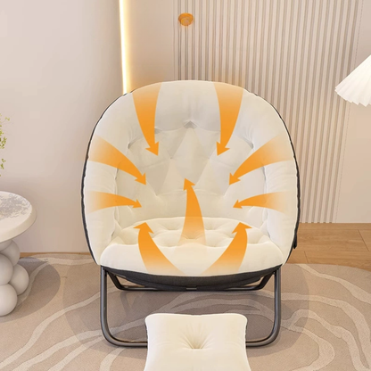 Oversized Foldable Saucer Chair with Footrest