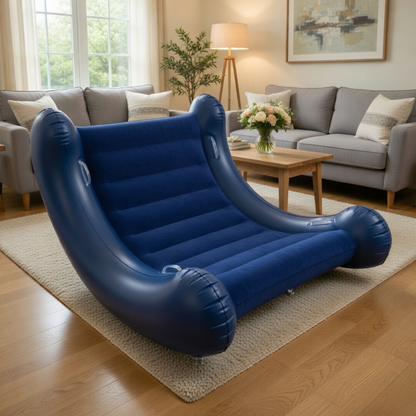 Inflatable PVC Recliner Chair with Flocked Surface and Fibre Build