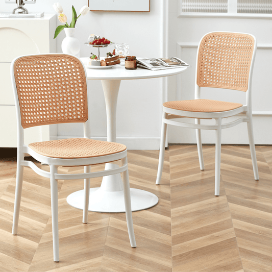 Modern Nordic-Style Rattan-Inspired Stackable Plastic Chair