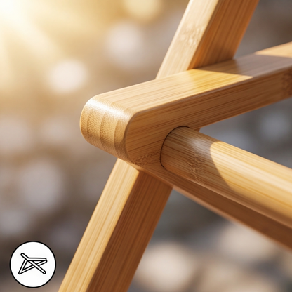Foldable Bamboo Lounge Chair with Adjustable Backrest
