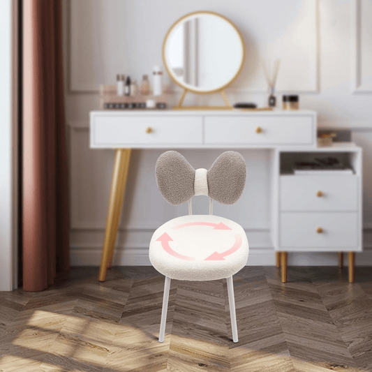 Modern 360° Rotatable Vanity Chair with Bowknot Back