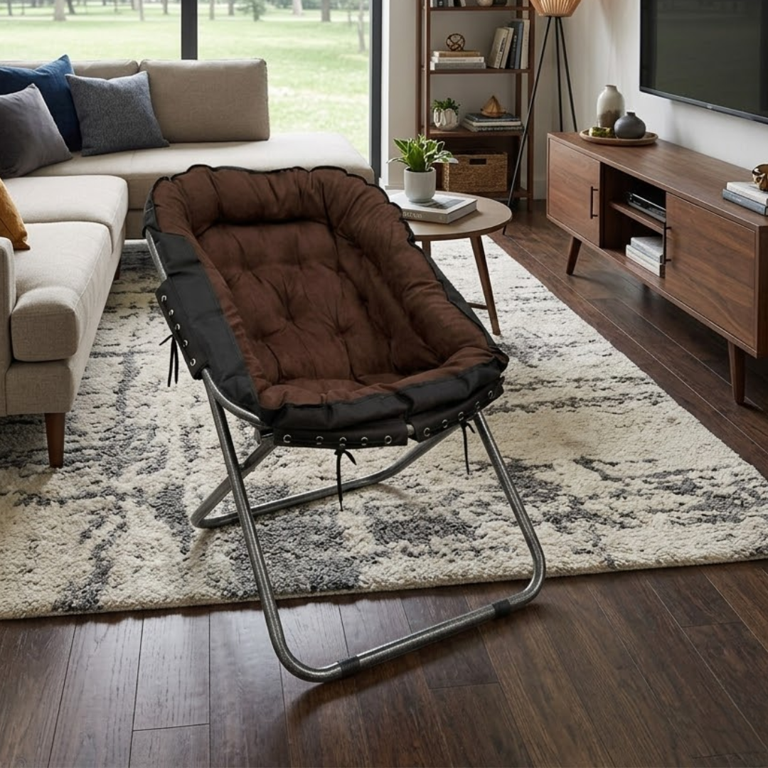 Oversized Foldable Saucer Chair with Footrest