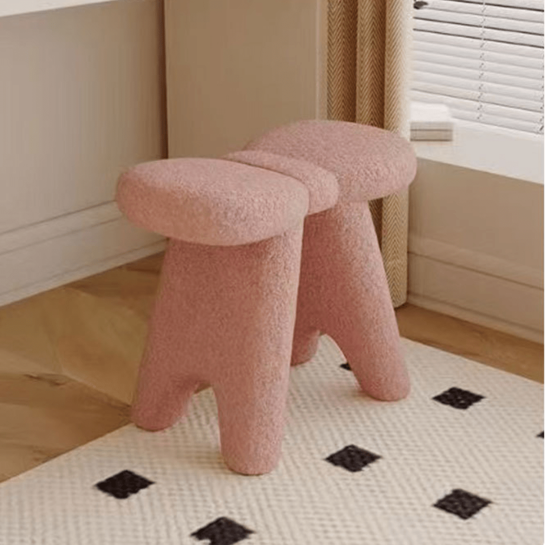 Soft Teddy Velvet Fabric Bow Makeup Stool