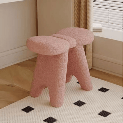 Soft Teddy Velvet Fabric Bow Makeup Stool