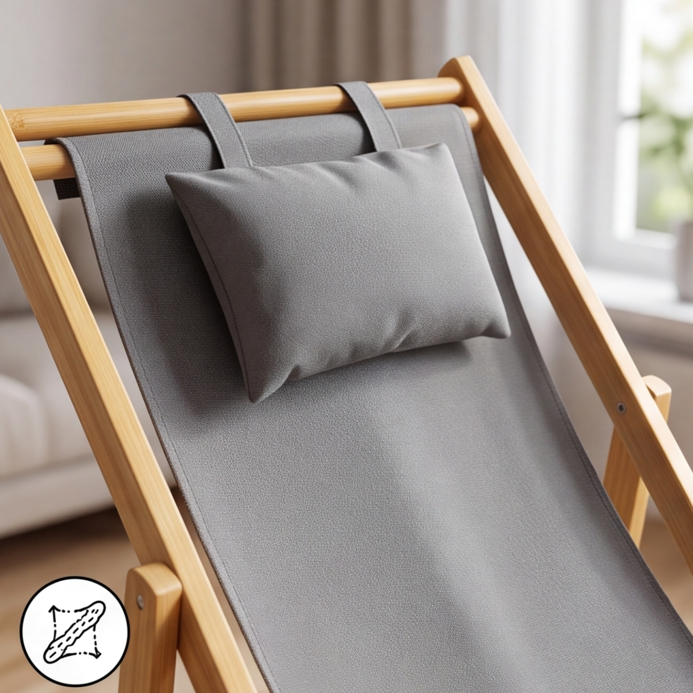 Foldable Bamboo Lounge Chair with Adjustable Backrest