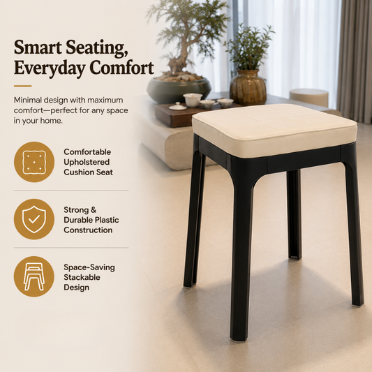 Modern Cushioned Plastic Stool for Dining & Kitchen