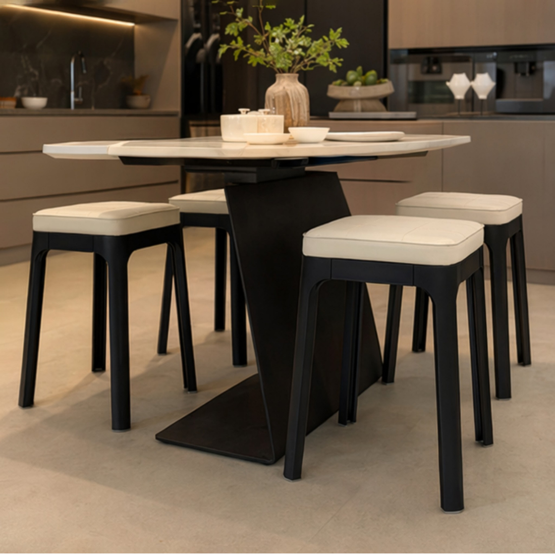 Modern Cushioned Plastic Stool for Dining & Kitchen