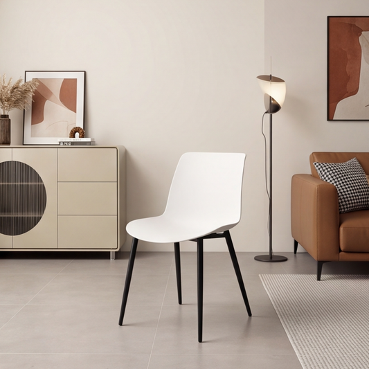 Modern Ergonomic Dining Chair with Steel Legs & PP Seat