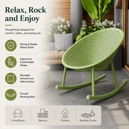 Modern Ergonomic Plastic Rocking Chair with Smooth One Piece Design