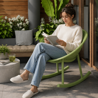 Modern Ergonomic Plastic Rocking Chair with Smooth One Piece Design