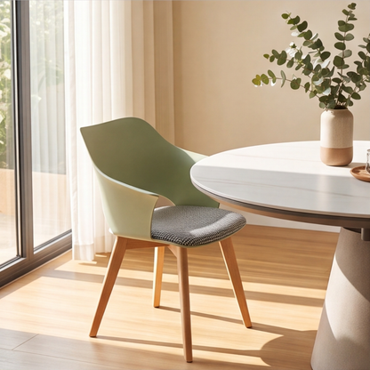 Scandinavian Style Armchair with Cushioned Seat & Wooden Legs