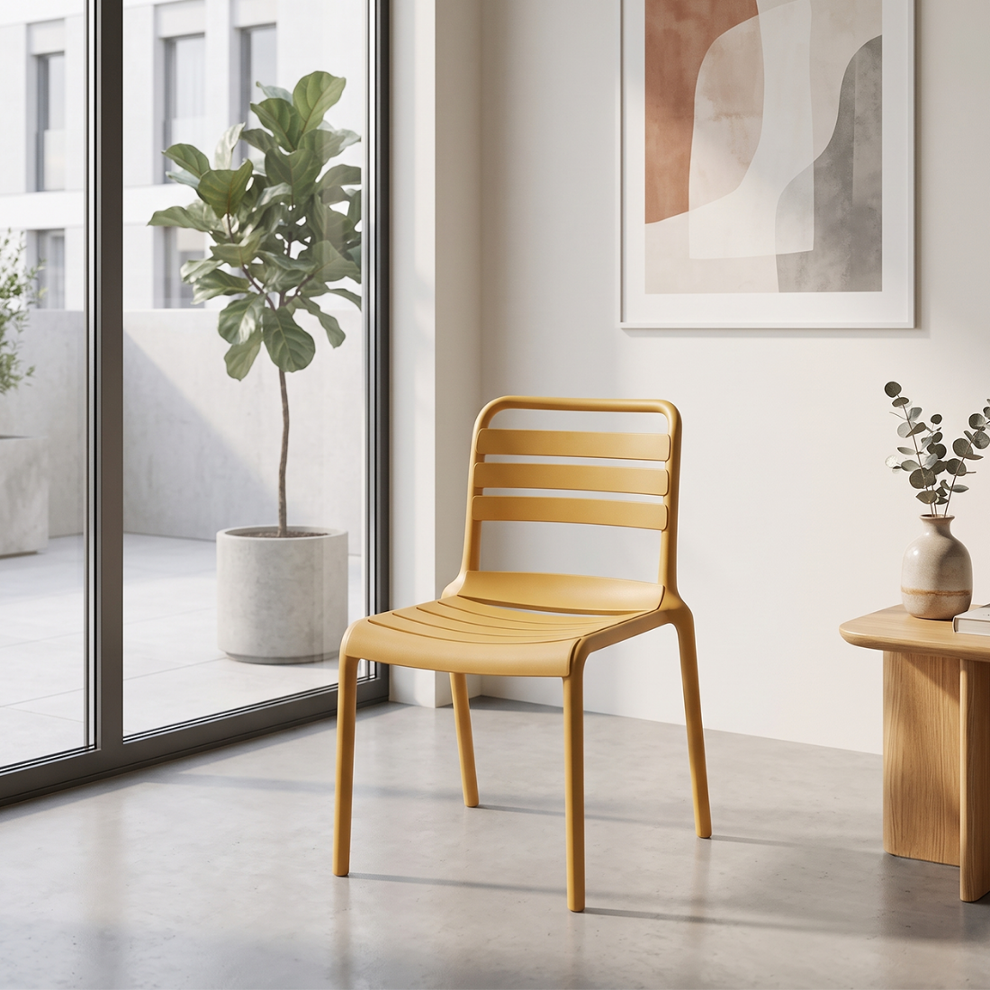 Stylish Plastic Patio Chair with Comfortable Backrest