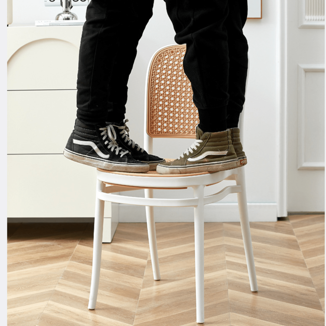 Modern Nordic-Style Rattan-Inspired Stackable Plastic Chair