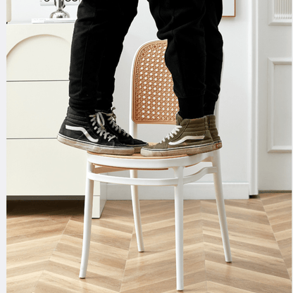 Modern Nordic-Style Rattan-Inspired Stackable Plastic Chair