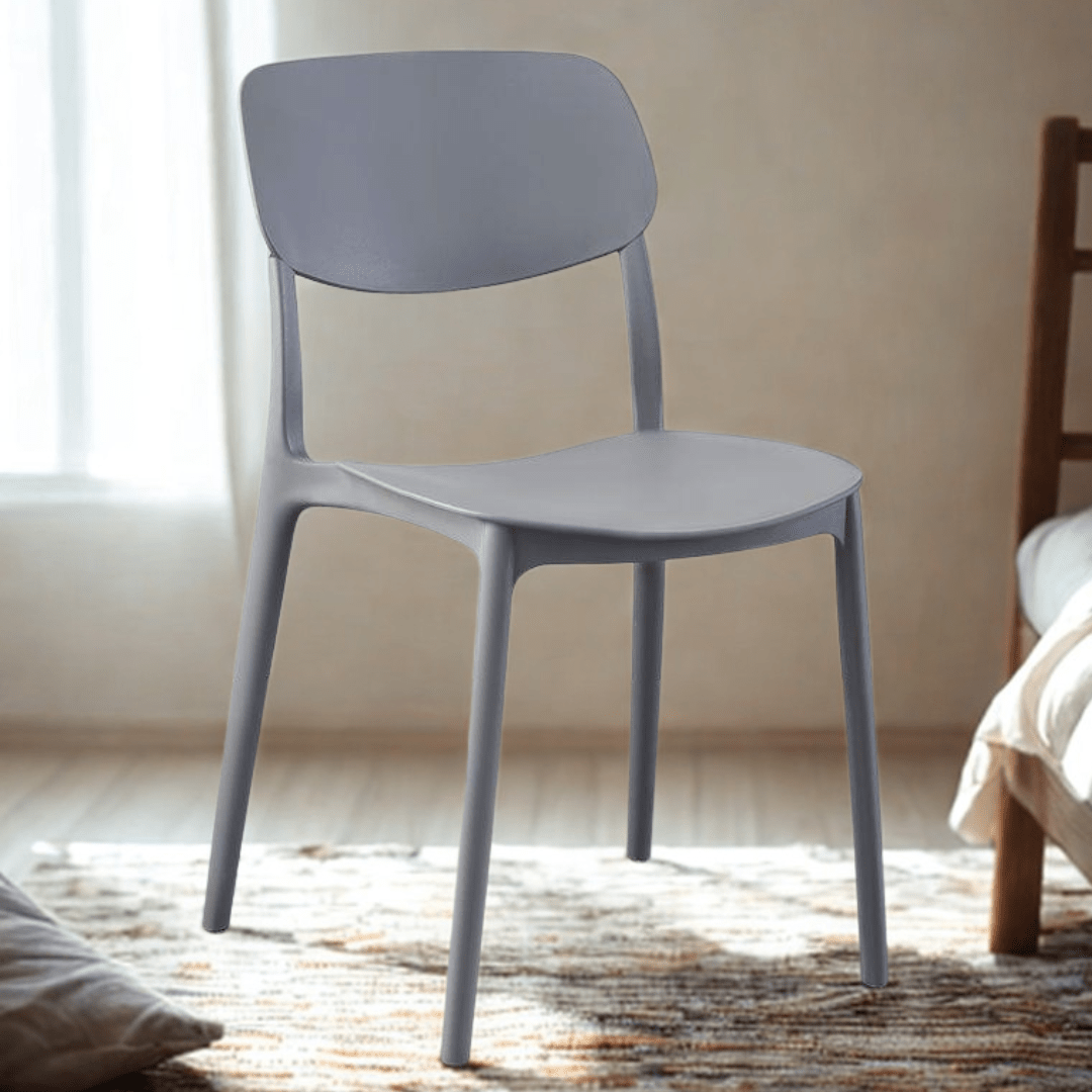 Space-Saving Stackable Plastic Chair with Curved Backrest