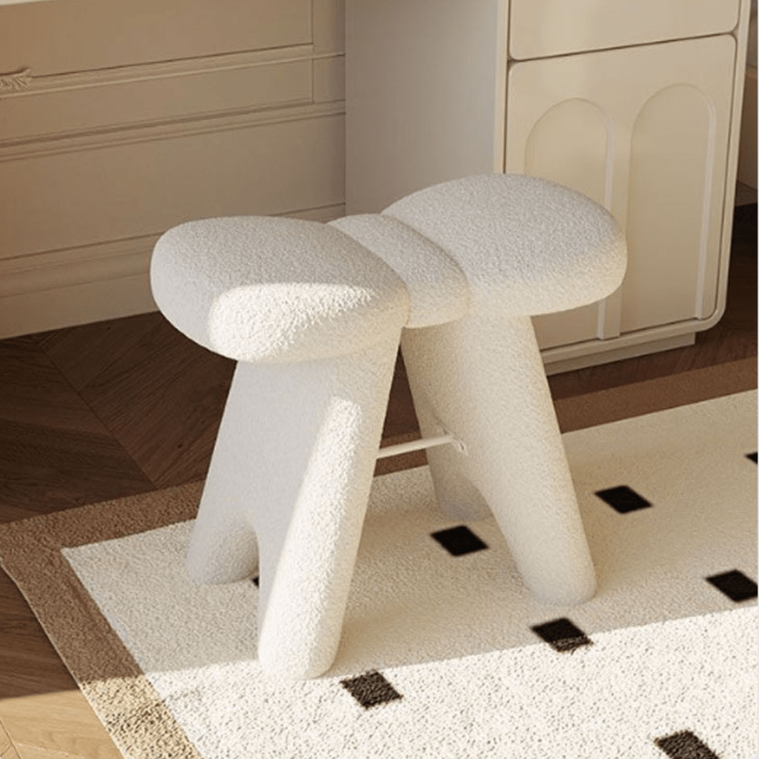 Soft Teddy Velvet Fabric Bow Makeup Stool