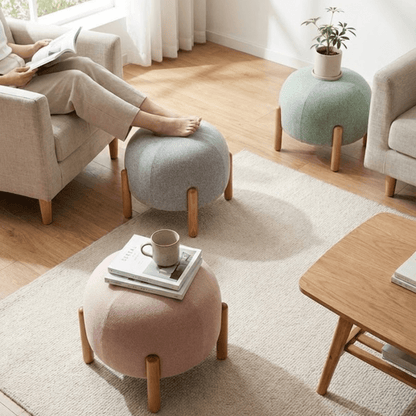 Multipurpose Ladybug Shaped Foot Stool With Wooden Leg