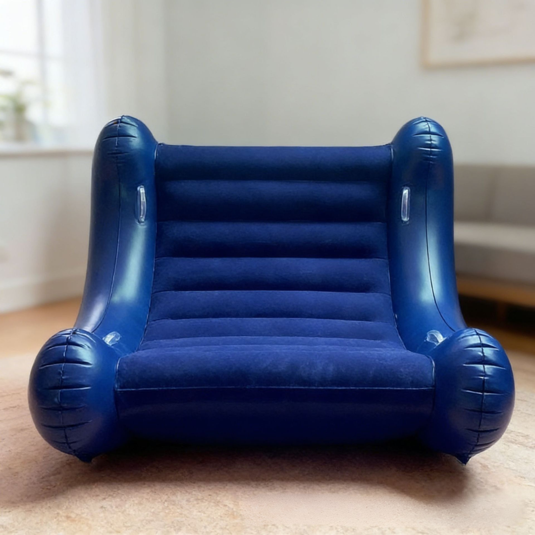Inflatable PVC Recliner Chair with Flocked Surface and Fibre Build