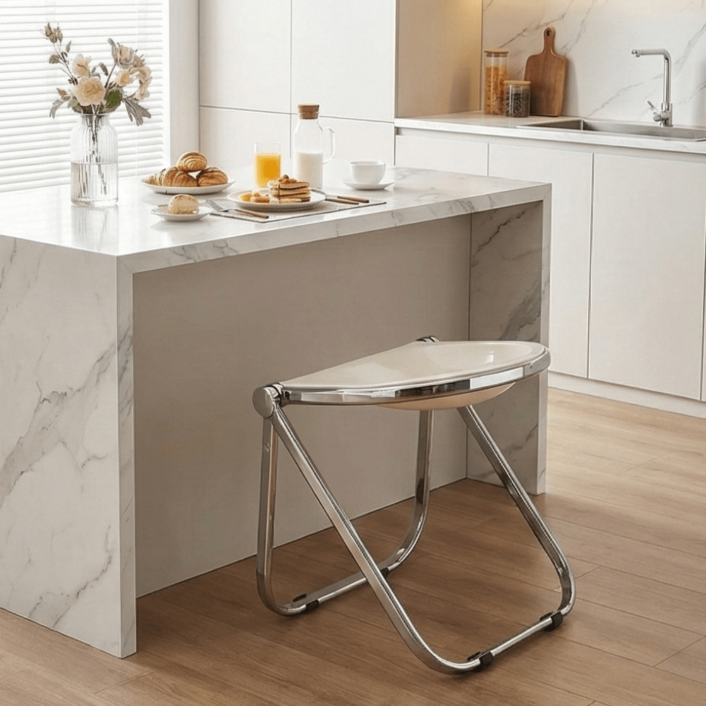 Minimalist Light-Luxury Acrylic Metal Folding Seating Chair