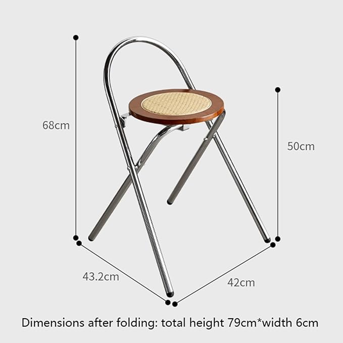 Rattan Stainless steel Folding Chair with Backrest (68cm)