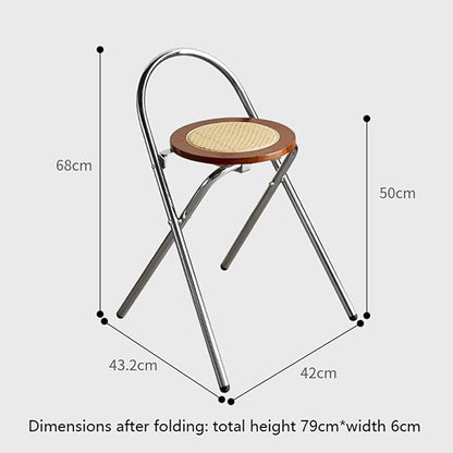Rattan Stainless steel Folding Chair with Backrest (68cm)