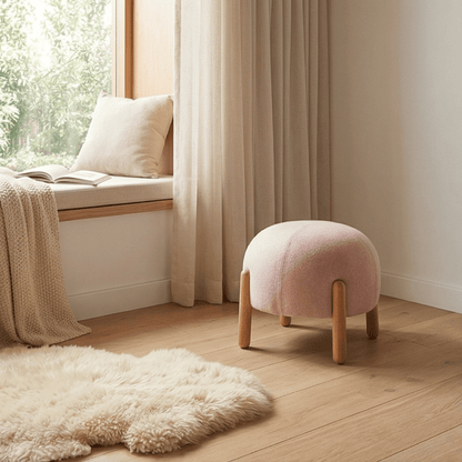 Multipurpose Ladybug Shaped Foot Stool With Wooden Leg