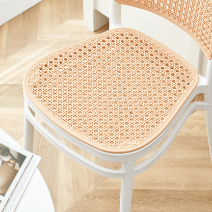 Modern Nordic-Style Rattan-Inspired Stackable Plastic Chair