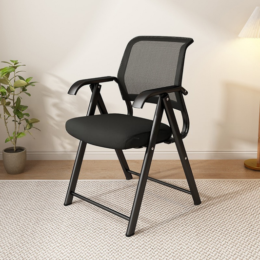 Space-Saving Foldable Office Chair with Armrest