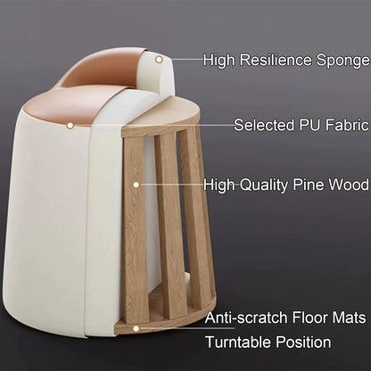 Multipurpose Leather Ottoman Round Accent Stool