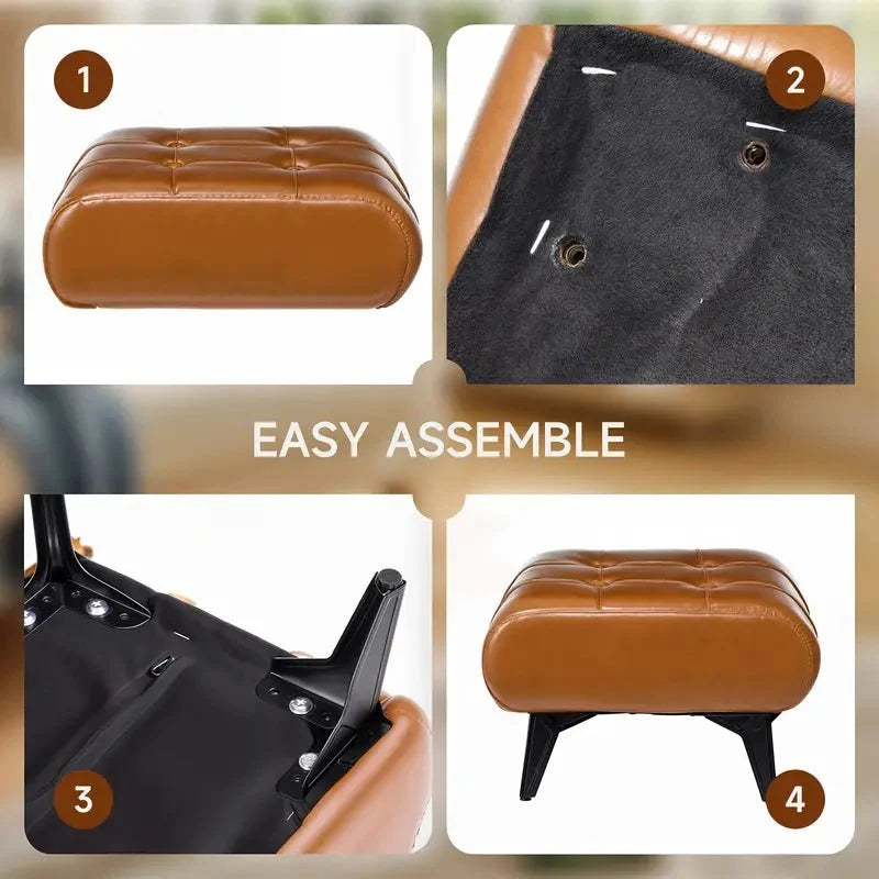 PU Leather Solid Wood Entryway Shoe Bench
