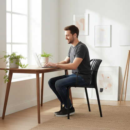 Multi-Purpose Stackable Plastic Chair with Armrest